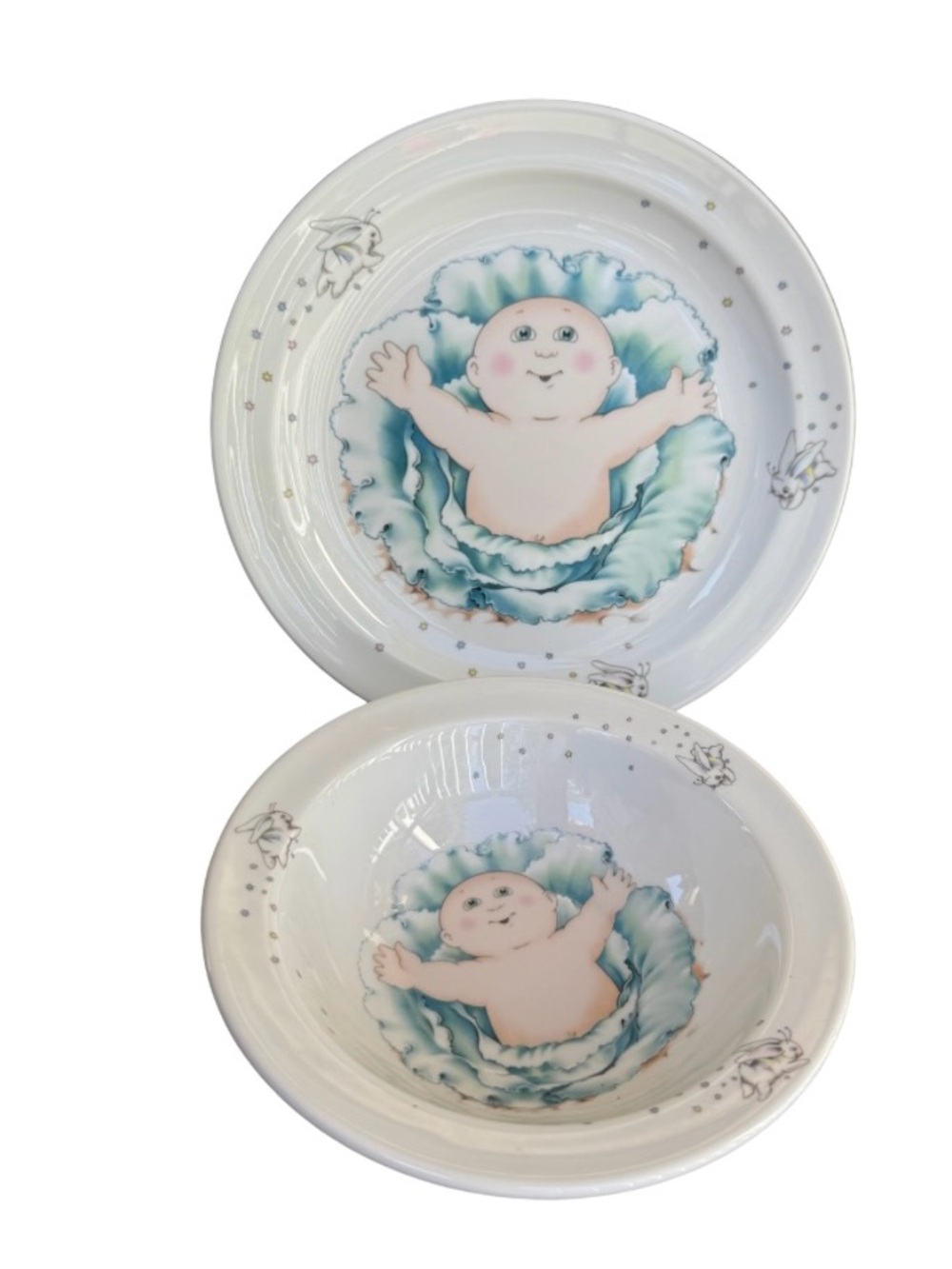Vintage 1984 Cabbage Patch Kids Porcelain Plate and Bowl Set